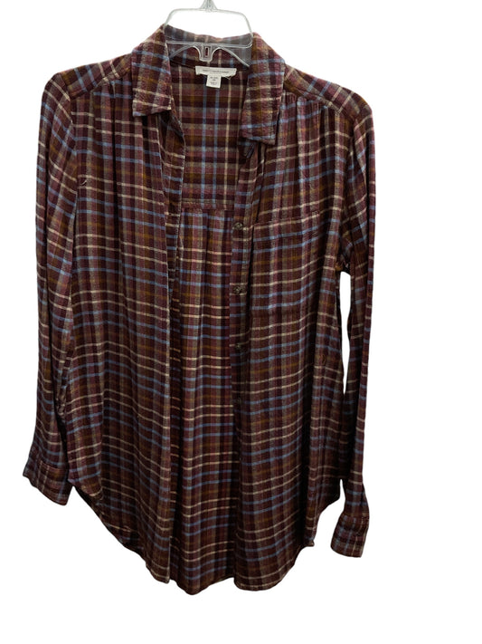 Top Long Sleeve By Beachlunchlounge In Plaid, Size: Xs