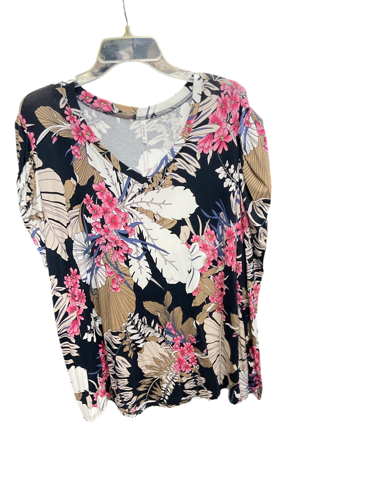 Top Long Sleeve By Cathy Daniels In Floral, Size: 26