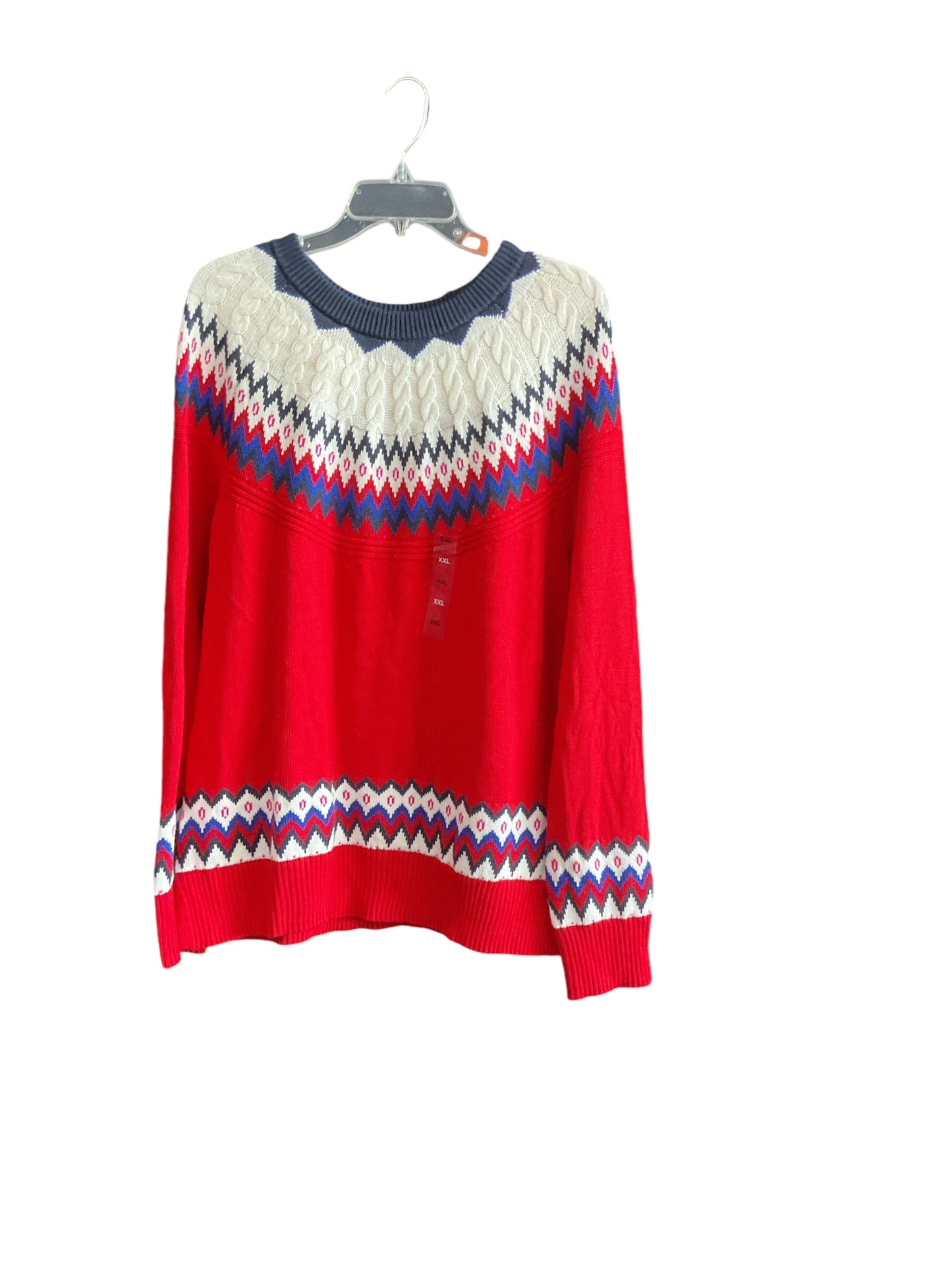 Sweater By Charter Club In Blue & Red, Size: Xxl