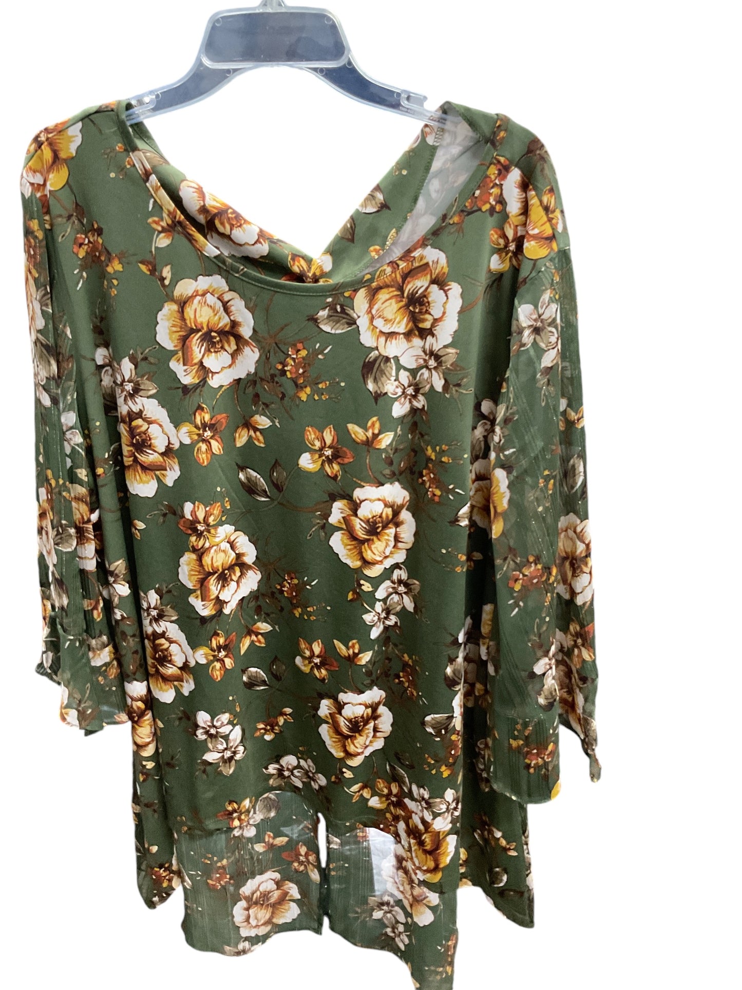 Top Long Sleeve By Cme In Floral Print, Size: 3x