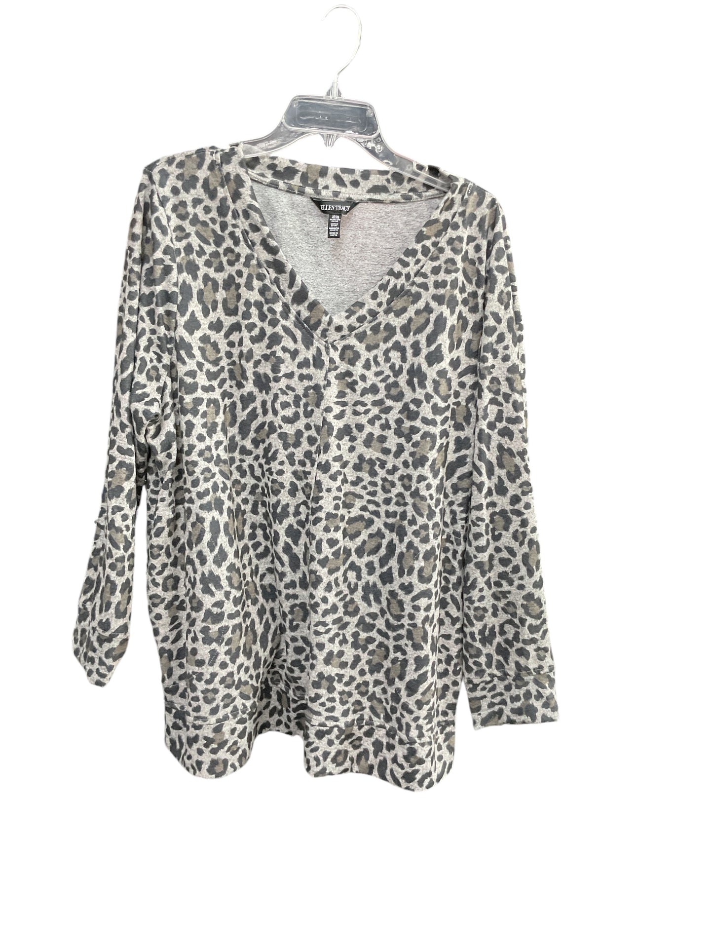 Top 3/4 Sleeve By Ellen Tracy In Leopard Print, Size: Xxl