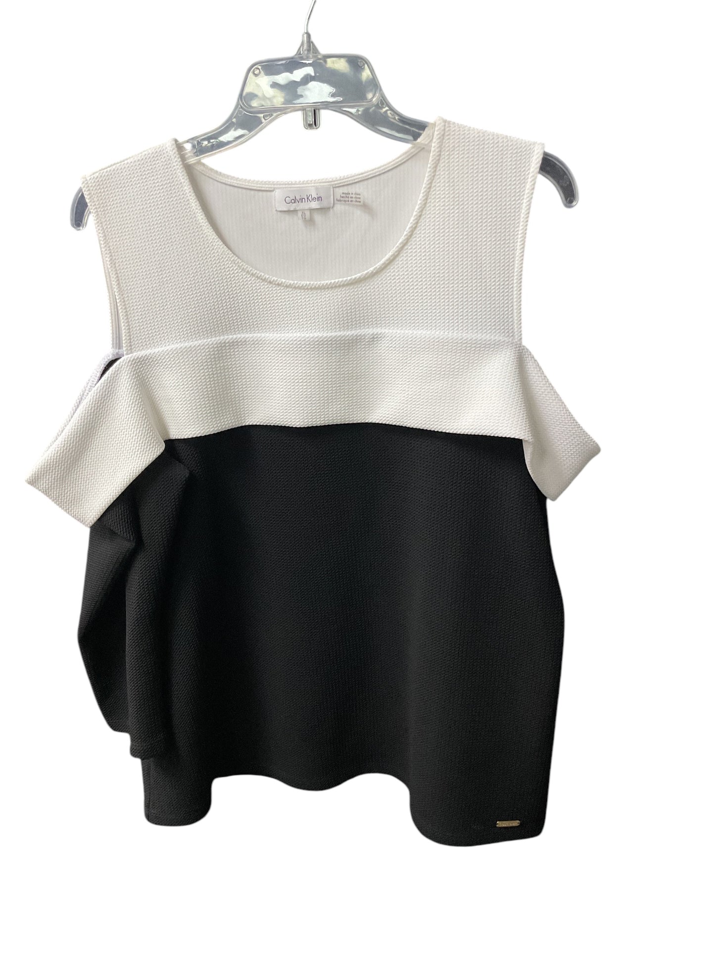 Top 3/4 Sleeve By Calvin Klein In Black & White, Size: Xl