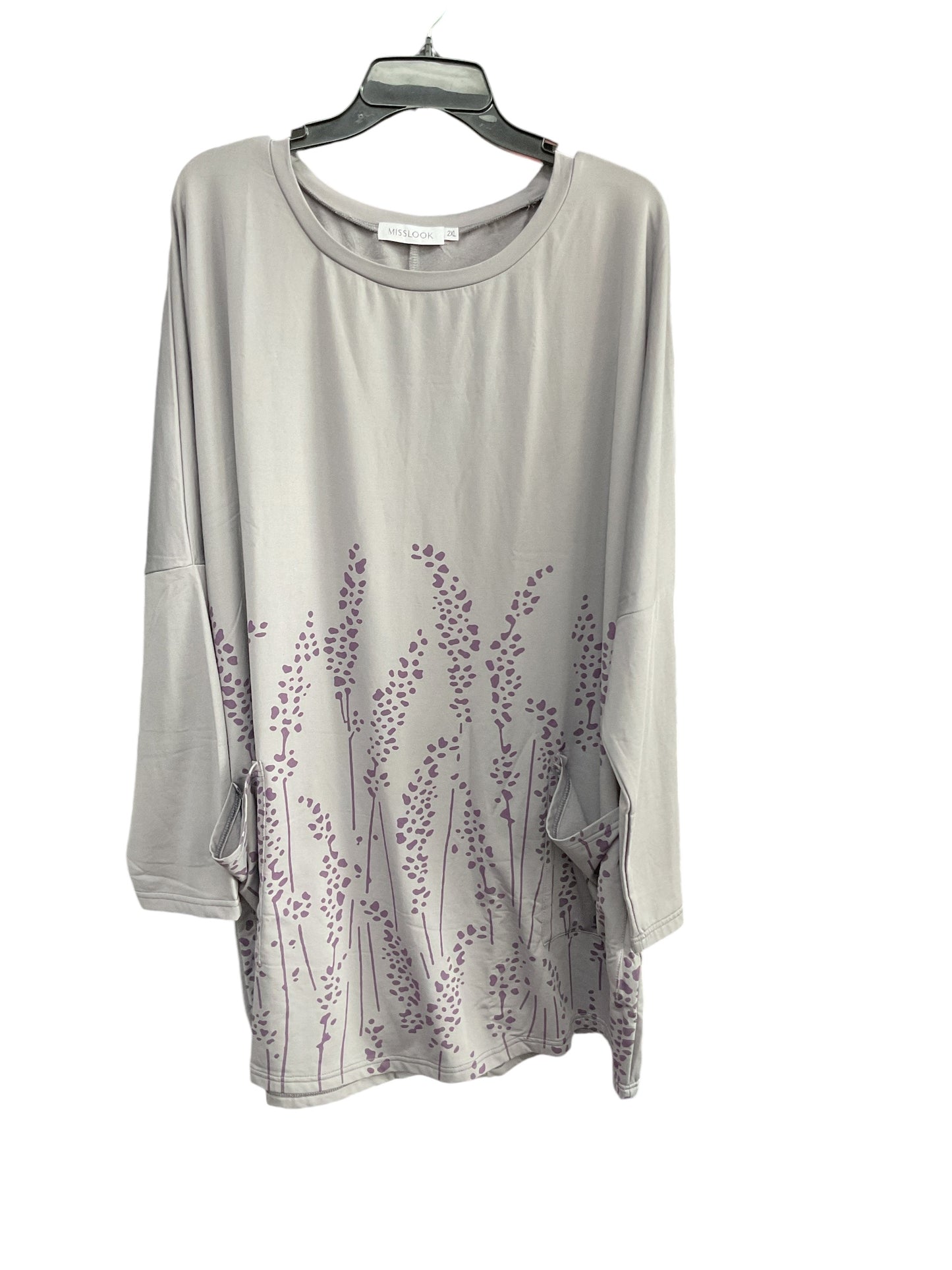 Top 3/4 Sleeve By Misslook In Grey, Size: 2x