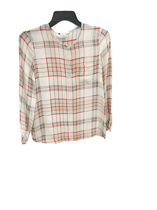 Blouse Long Sleeve By Joie In Plaid Pattern, Size: Xs