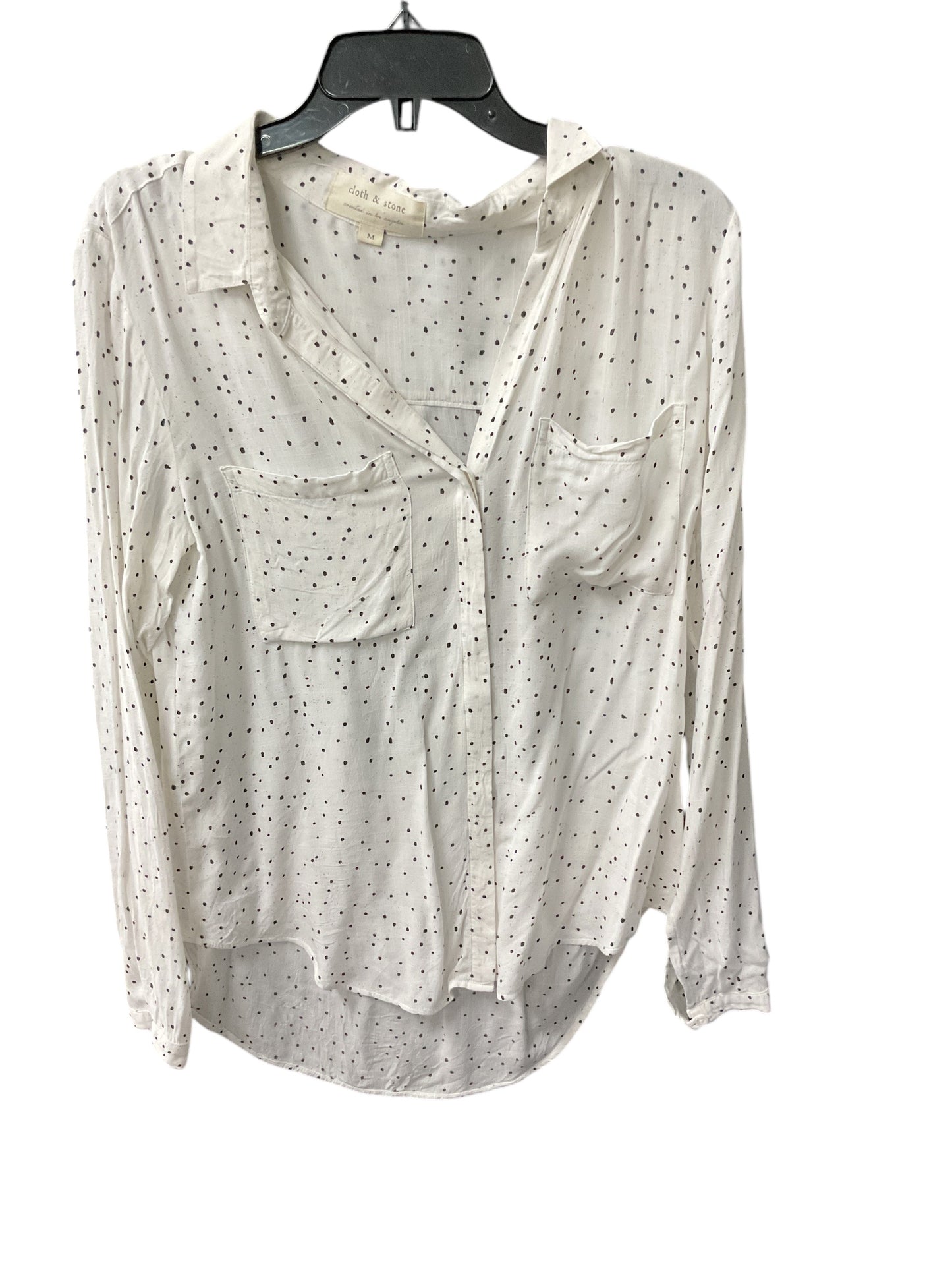 Top Long Sleeve By Cloth & Stone In White, Size: M