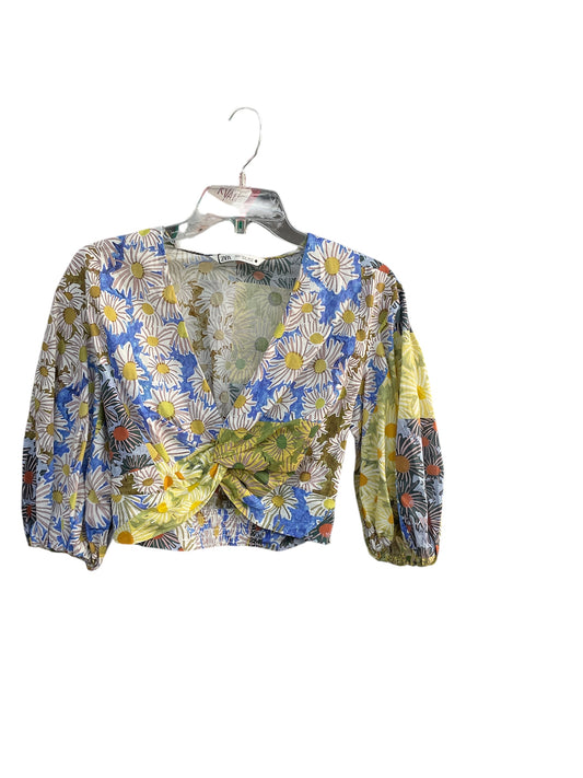 Top Long Sleeve By Zara In Floral Print, Size: M