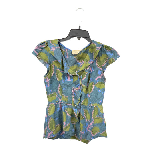 Top Short Sleeve By Anthropologie In Blue & Green, Size: 2