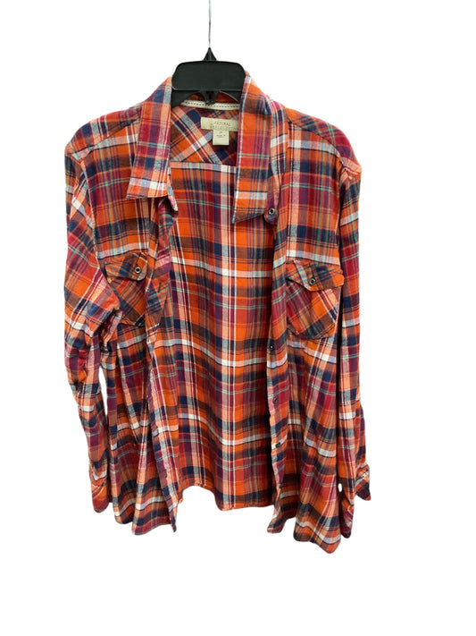 Top Long Sleeve By Natural Reflections In Plaid Pattern, Size: 2x