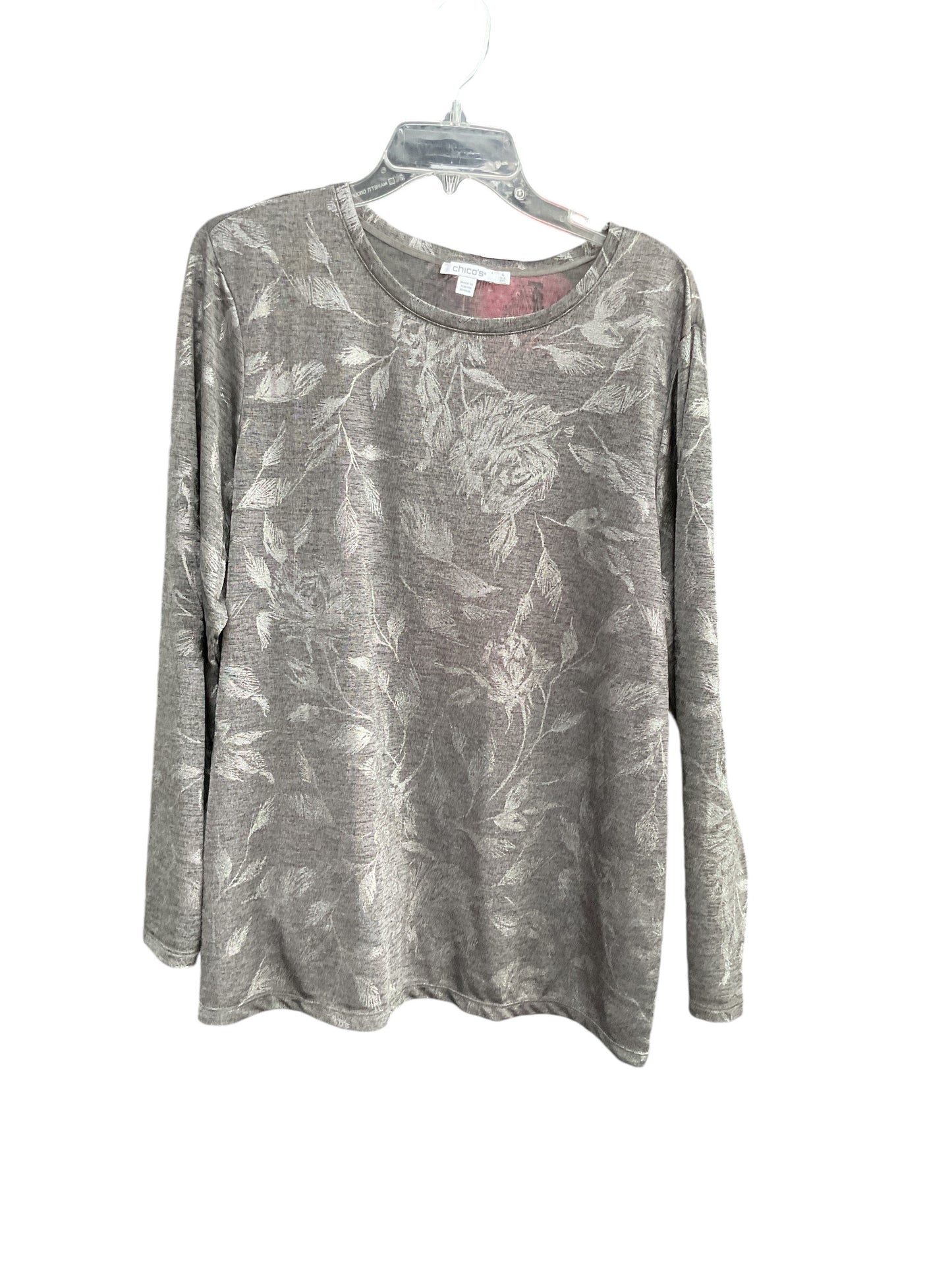 Top Long Sleeve By Chicos In Grey, Size: Xxl