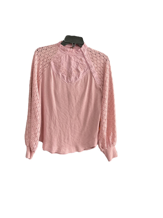 Top Long Sleeve By Free People In Pink, Size: S