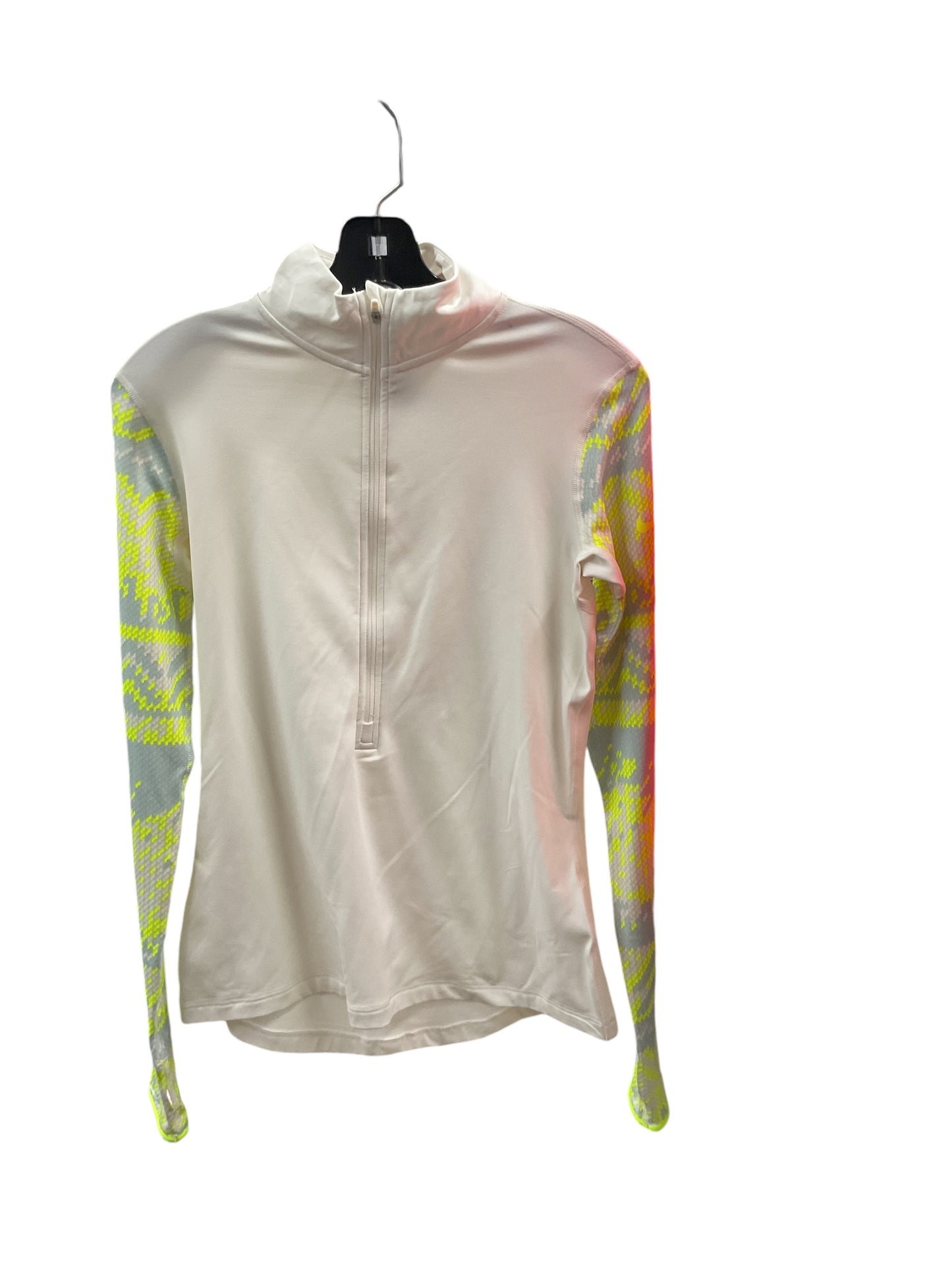 Athletic Top Long Sleeve Collar By Nike In Ivory, Size: M