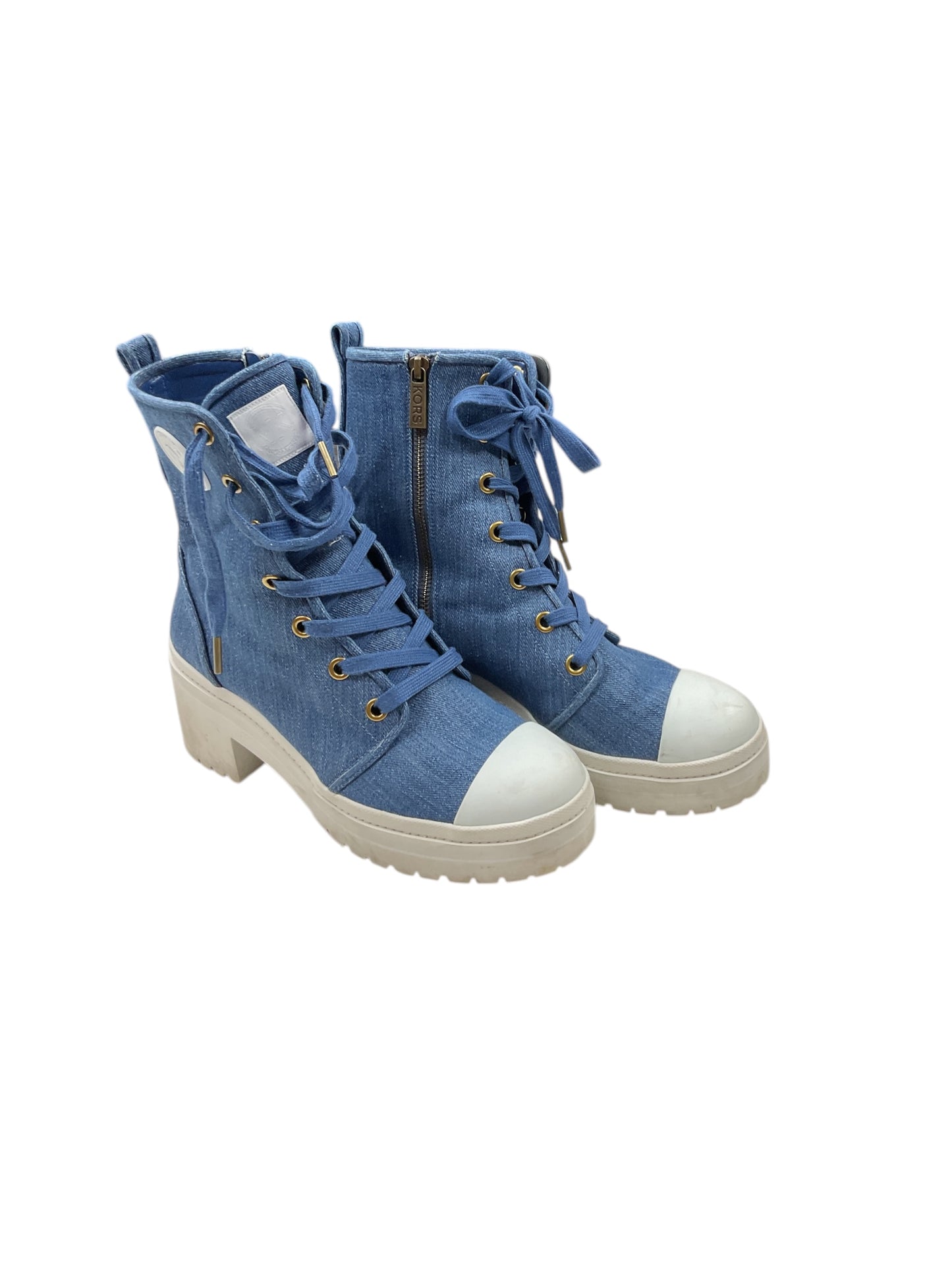 Boots Combat By Michael By Michael Kors In Blue Denim, Size: 9.5