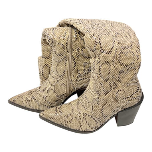 Boots Knee Heels By Clothes Mentor In Snakeskin Print, Size: 7.5