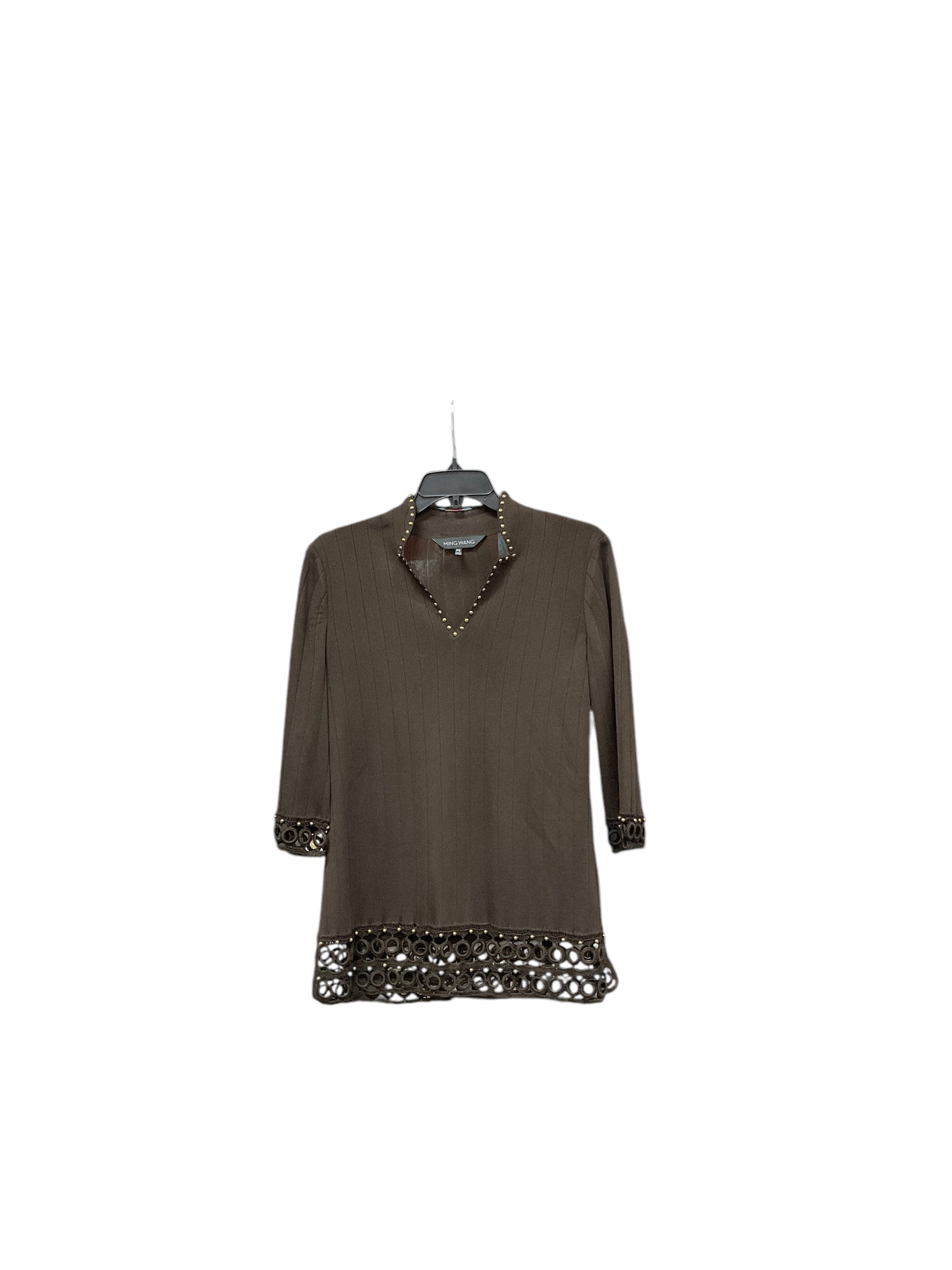 Top Long Sleeve By Ming Wang In Brown, Size: S