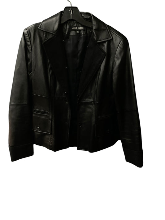 Jacket Leather By Anne Klein In Black, Size: 4