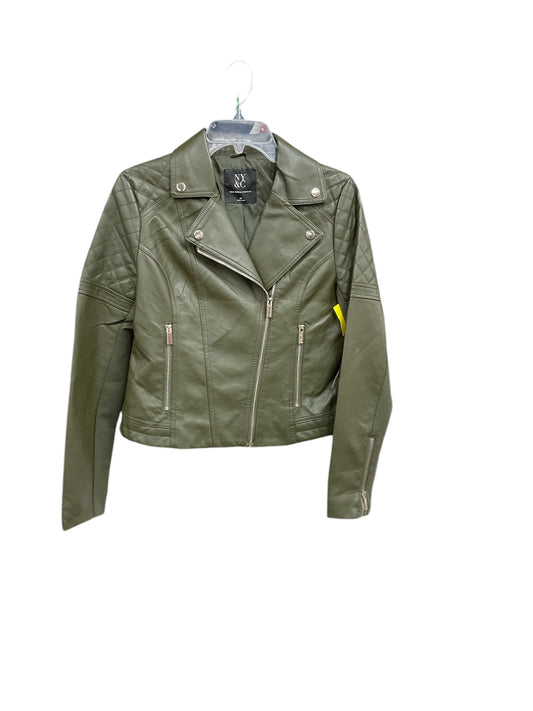 Jacket Leather By New York And Co In Green, Size: Xs