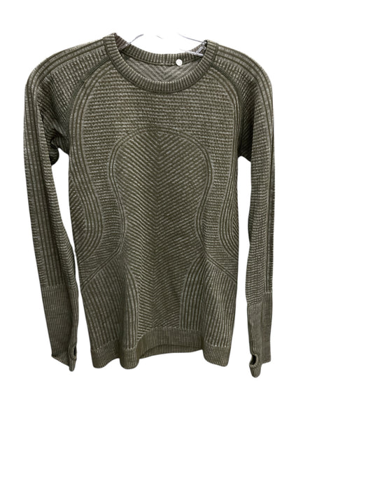 Athletic Top Long Sleeve Collar By Lululemon In Green, Size: 6