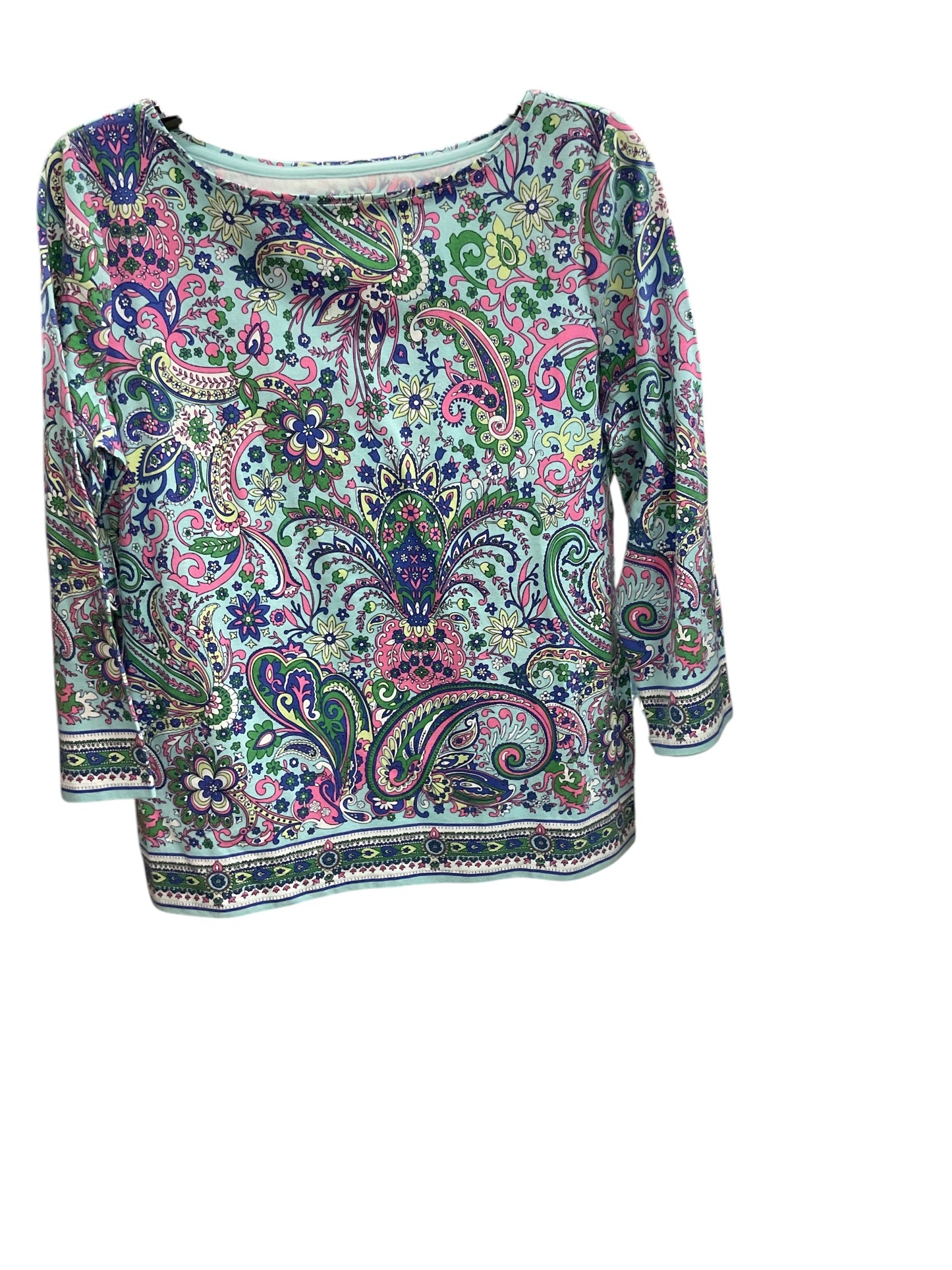 Top Long Sleeve Basic By Talbots In Paisley Print, Size: M