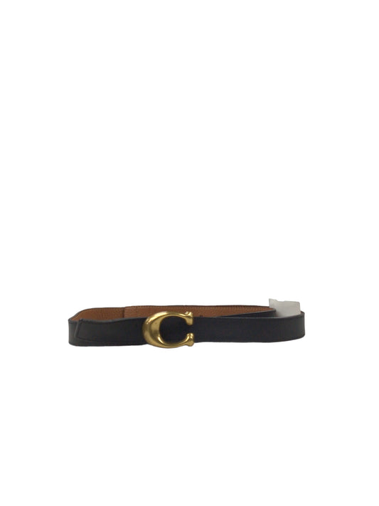 Madewell Pebbled Leather Covered Buckle Belt in True Black - Size L